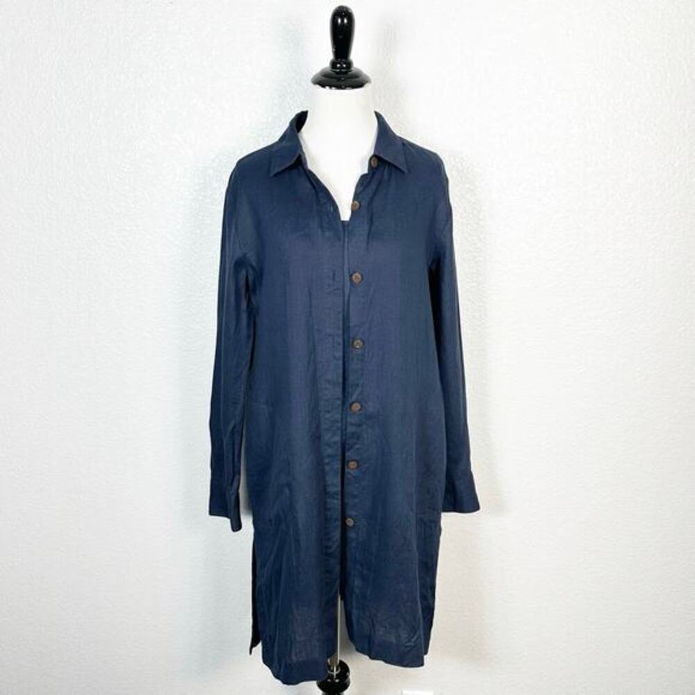 Go Silk Women’s Lagenlook Linen Tunic and Tank Skirt Set Navy Blue Small